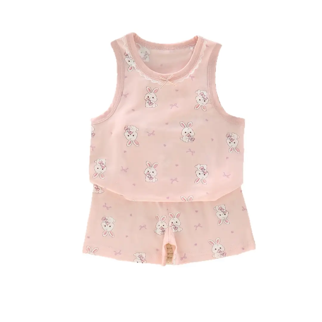 26 Years New Model Children's Vest and Shorts Set for Boys and Girls, Thin Cartoon Breathable Home Wear Pajamas Two-Piece Set