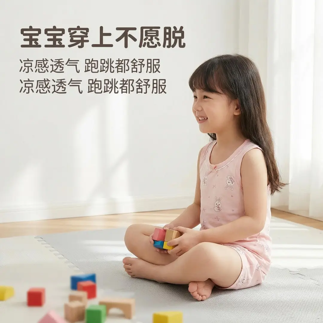 26 Years New Model Children's Vest and Shorts Set for Boys and Girls, Thin Cartoon Breathable Home Wear Pajamas Two-Piece Set — feature 3