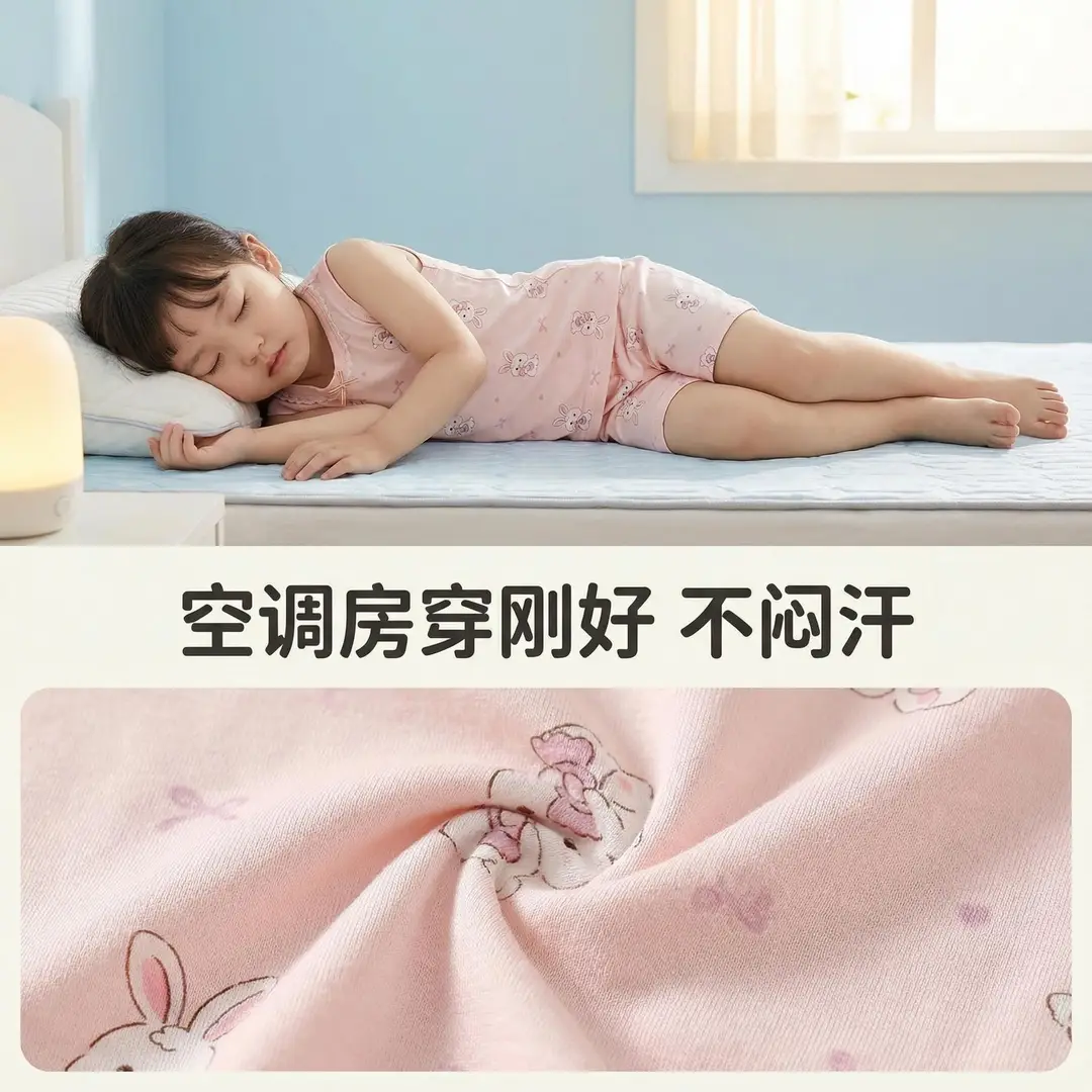 26 Years New Model Children's Vest and Shorts Set for Boys and Girls, Thin Cartoon Breathable Home Wear Pajamas Two-Piece Set — feature 4
