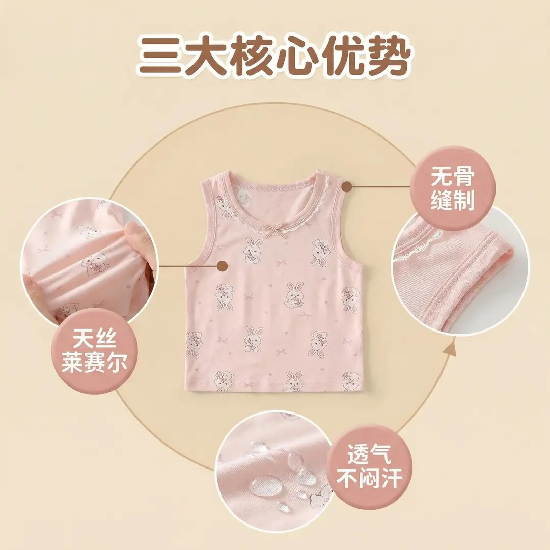 26 Years New Model Children's Vest and Shorts Set for Boys and Girls, Thin Cartoon Breathable Home Wear Pajamas Two-Piece Set — feature 5