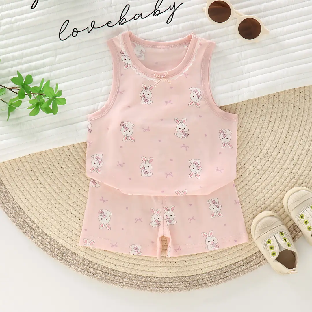 26 Years New Model Children's Vest and Shorts Set for Boys and Girls, Thin Cartoon Breathable Home Wear Pajamas Two-Piece Set — feature 7