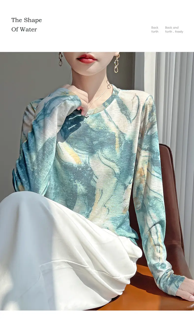 Trendy Long-Sleeved T-Shirt for Women 2026 Spring and Summer New Style Retro Fashion Knitwear Lazy Style Base Shirt — feature 26