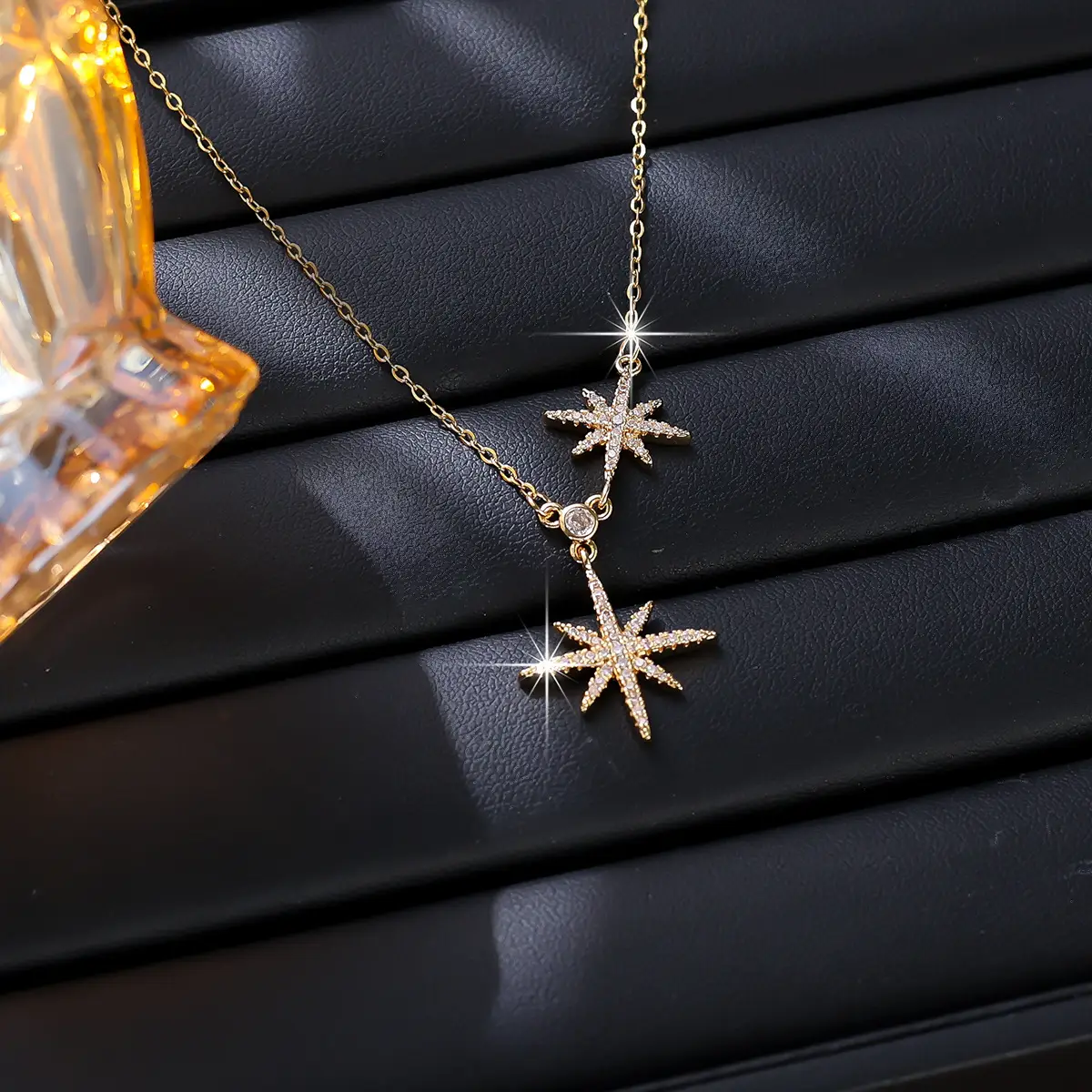 Stylish Star Necklace Set for Women with Full Diamond O-Shaped Chain - Image 3