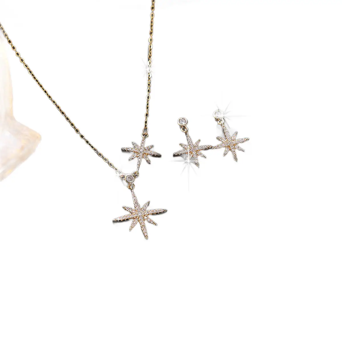 Stylish Star Necklace Set for Women with Full Diamond O-Shaped Chain - Image 6