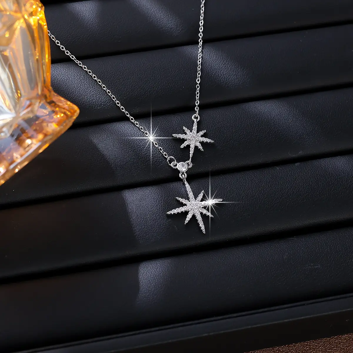 Stylish Star Necklace Set for Women with Full Diamond O-Shaped Chain - Image 4