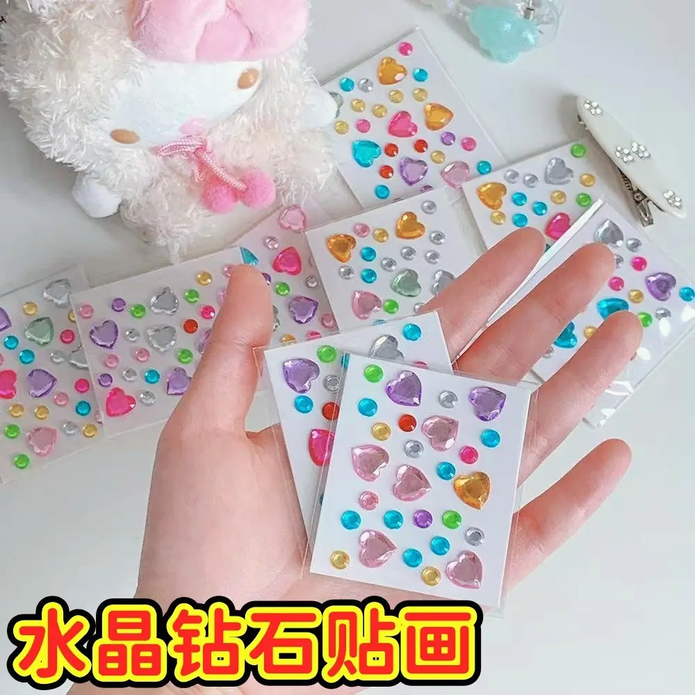 Three-Dimensional Heart-Shaped Rhinestone Stickers, Crystal Stickers for Phone Case Decoration, Creative Laser Shiny Diamond 3D Planner Stickers