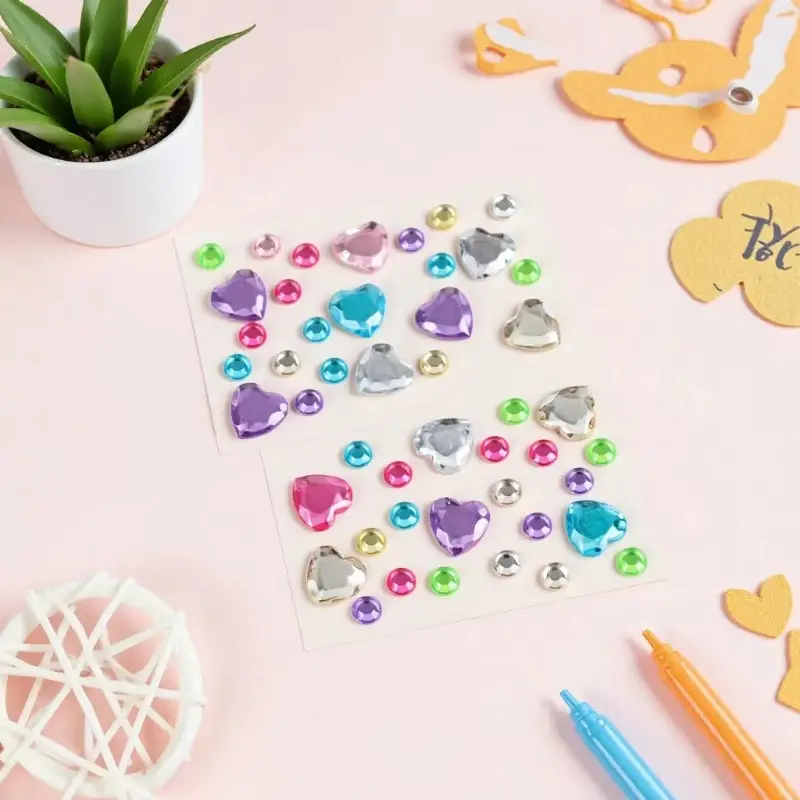 Three-Dimensional Heart-Shaped Rhinestone Stickers, Crystal Stickers for Phone Case Decoration, Creative Laser Shiny Diamond 3D Planner Stickers