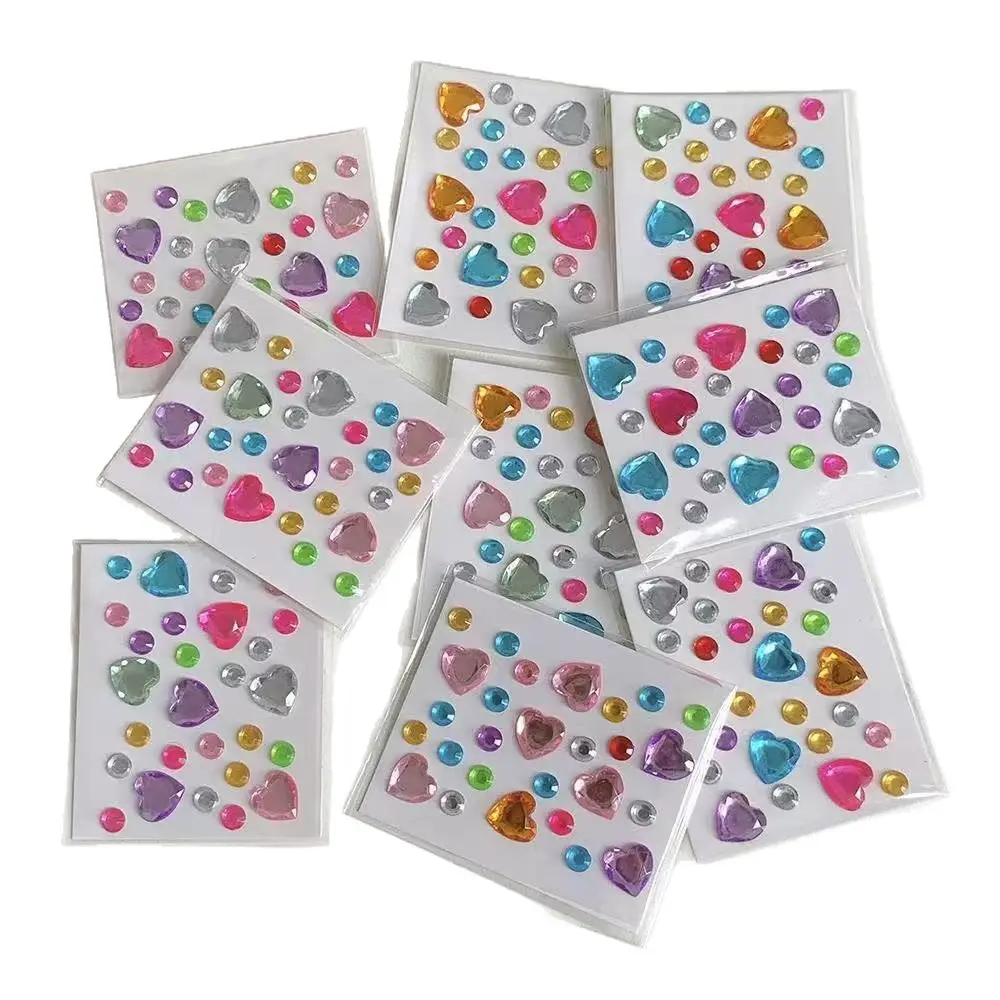 Three-Dimensional Heart-Shaped Rhinestone Stickers, Crystal Stickers for Phone Case Decoration, Creative Laser Shiny Diamond 3D Planner Stickers