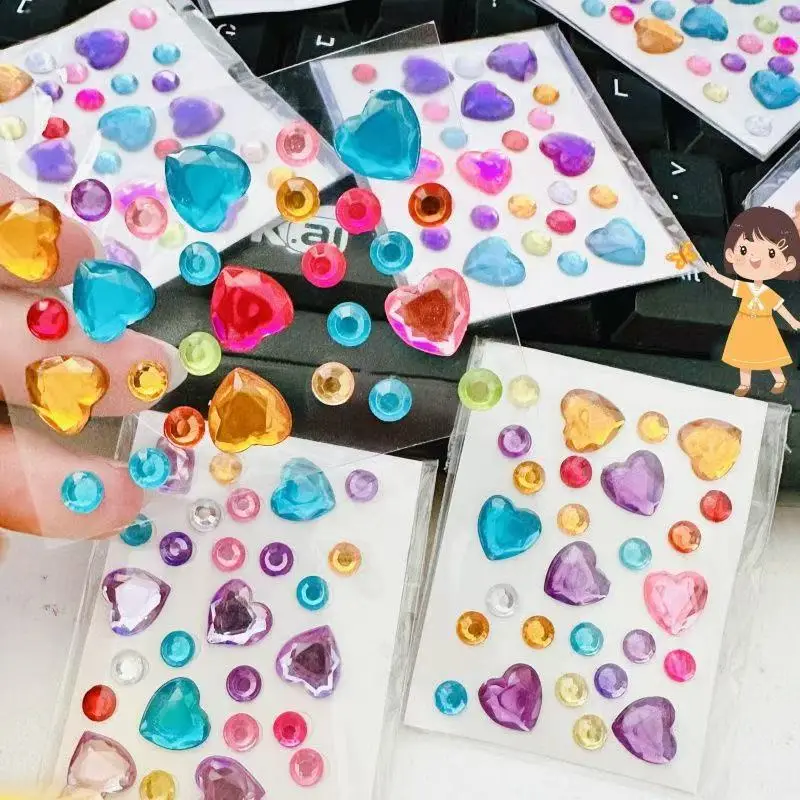 Three-Dimensional Heart-Shaped Rhinestone Stickers, Crystal Stickers for Phone Case Decoration, Creative Laser Shiny Diamond 3D Planner Stickers — feature 2