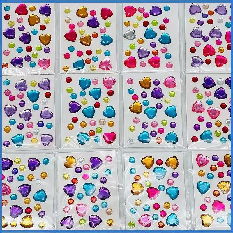 Three-Dimensional Heart-Shaped Rhinestone Stickers, Crystal Stickers for Phone Case Decoration, Creative Laser Shiny Diamond 3D Planner Stickers — feature 6