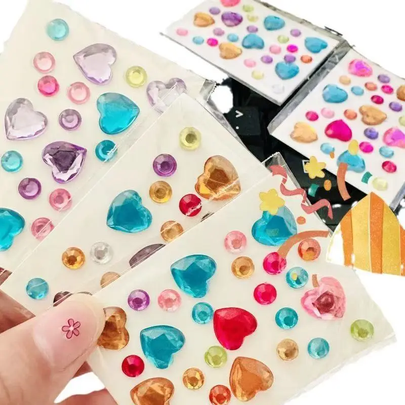 Three-Dimensional Heart-Shaped Rhinestone Stickers, Crystal Stickers for Phone Case Decoration, Creative Laser Shiny Diamond 3D Planner Stickers — feature 8