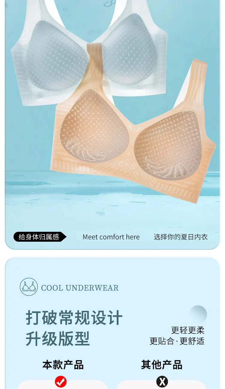 Summer Ultra-Thin Seamless Vest-Style Underwear for Women Without Steel Rings, Anti-Sagging, Ice Silk Comfortable Bra — feature 4
