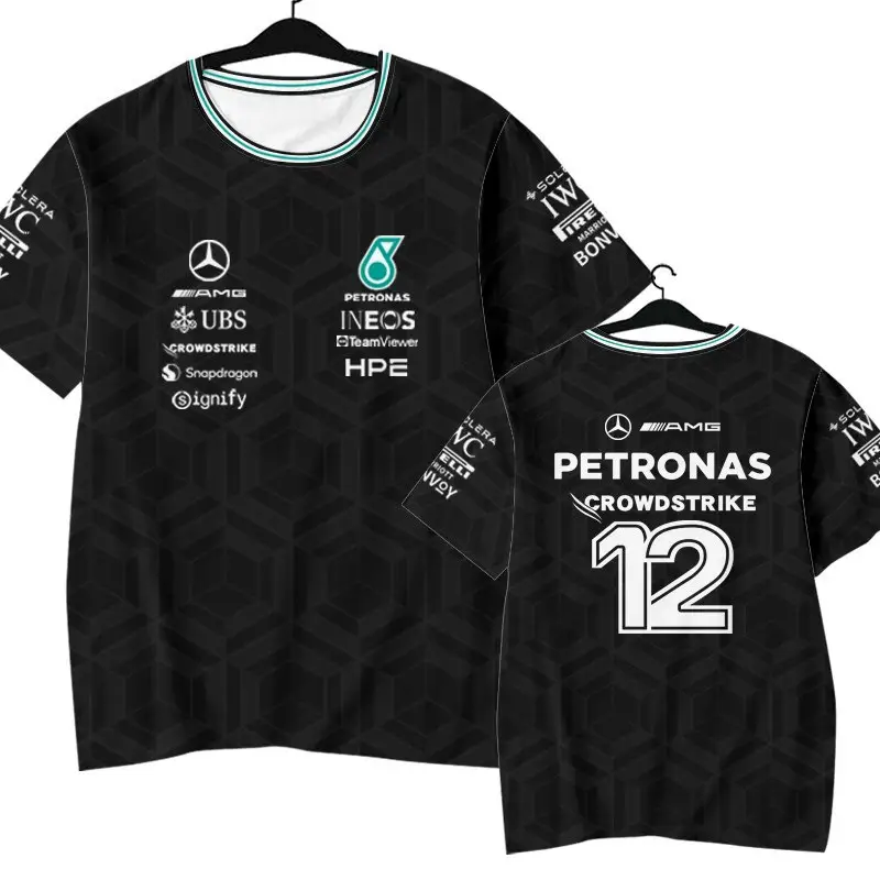 F1 Racing Suit Hamilton George Russell Same Style Mercedes Team Short-Sleeved Men's T-Shirt Comfortable