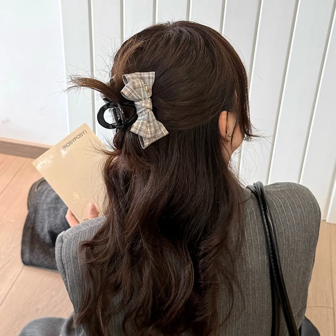 2026 New Style College-Style Sweet Plaid Bow Hair Clip That Won'T Hurt Your Hair, Suitable for Styling the Back of the Head - Image 12