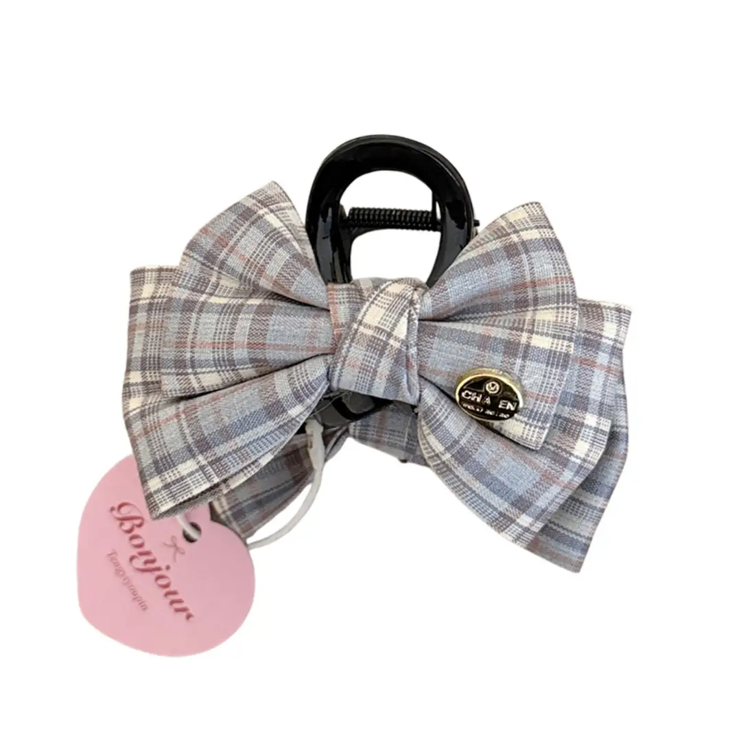 2026 New Style College-Style Sweet Plaid Bow Hair Clip That Won'T Hurt Your Hair, Suitable for Styling the Back of the Head - Image 14