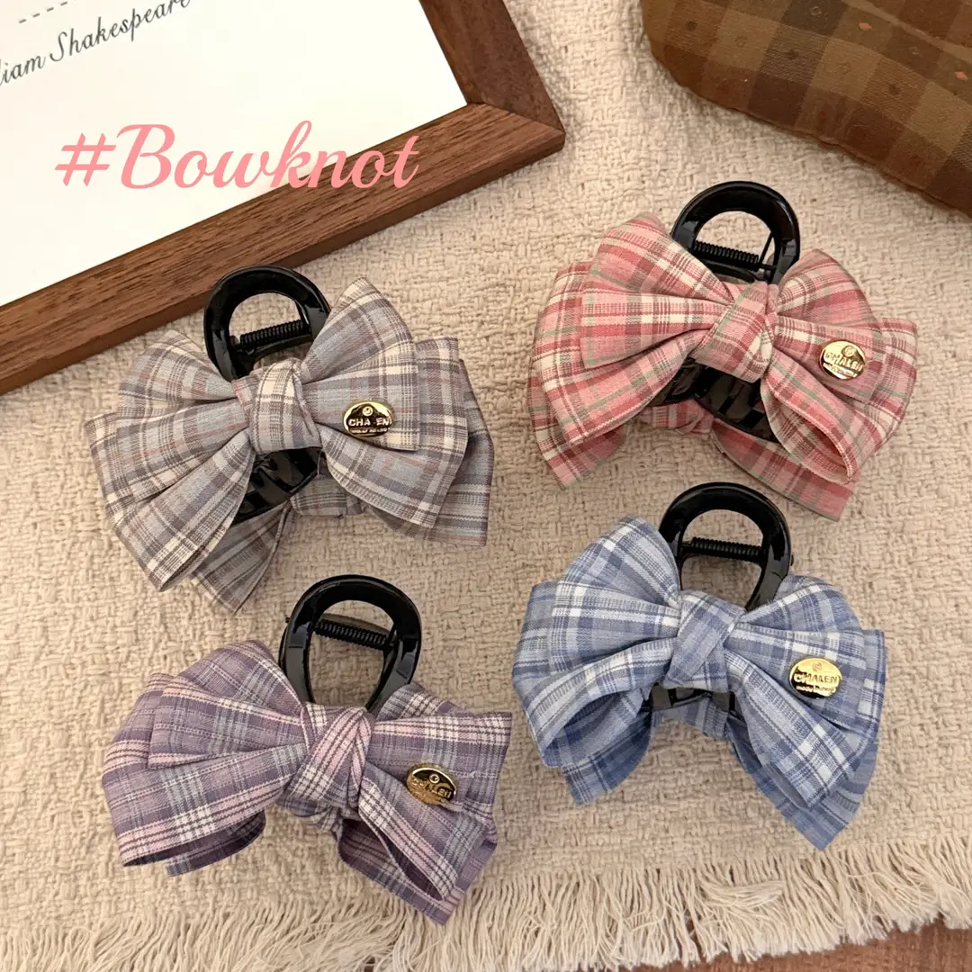 2026 New Style College-Style Sweet Plaid Bow Hair Clip That Won'T Hurt Your Hair, Suitable for Styling the Back of the Head — feature 11