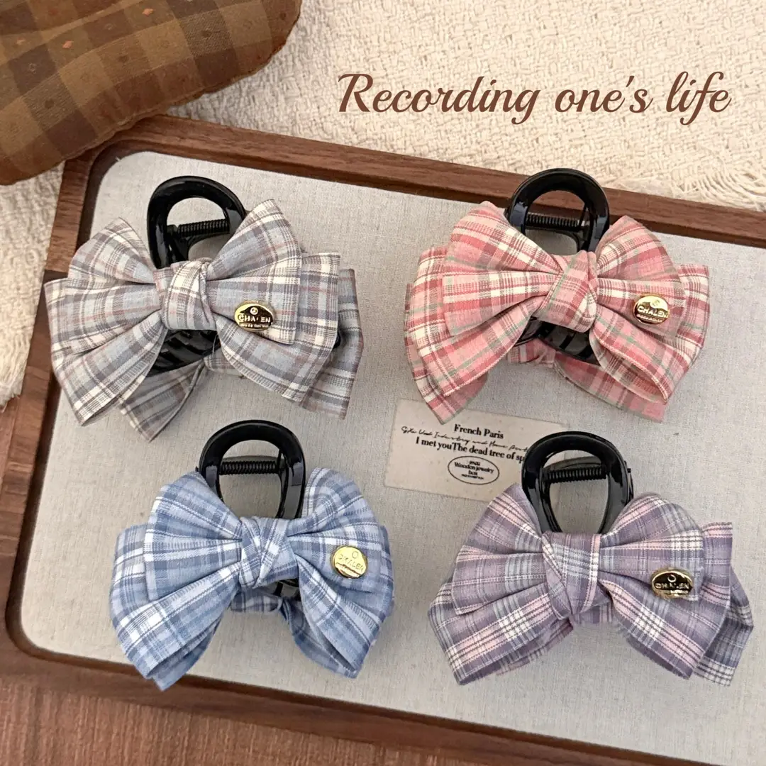 2026 New Style College-Style Sweet Plaid Bow Hair Clip That Won'T Hurt Your Hair, Suitable for Styling the Back of the Head — feature 12