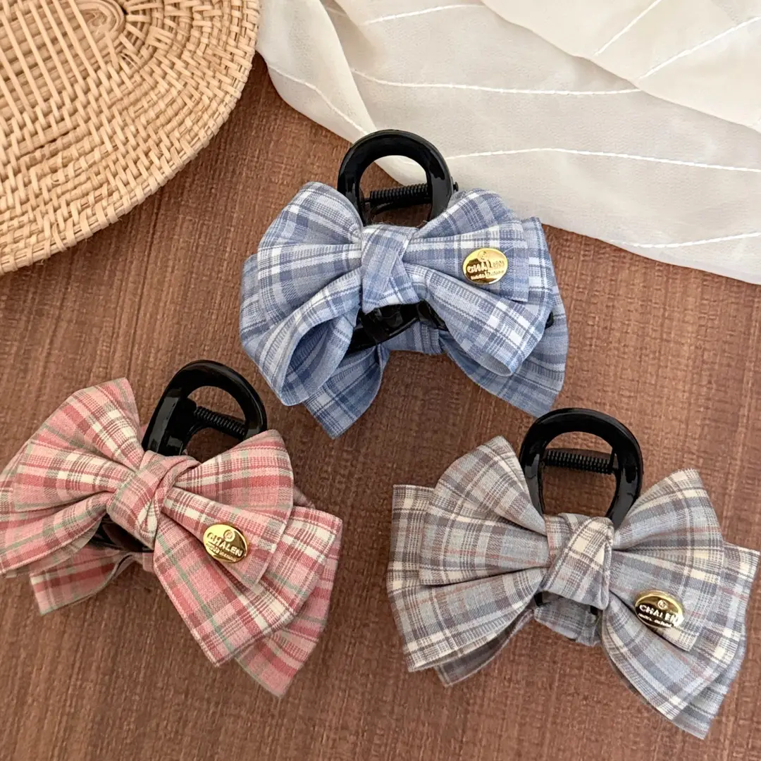 2026 New Style College-Style Sweet Plaid Bow Hair Clip That Won'T Hurt Your Hair, Suitable for Styling the Back of the Head — feature 13