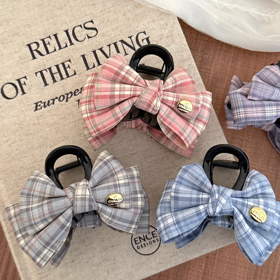 2026 New Style College-Style Sweet Plaid Bow Hair Clip That Won'T Hurt Your Hair, Suitable for Styling the Back of the Head — feature 14
