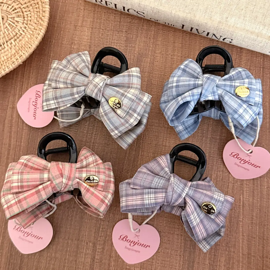 2026 New Style College-Style Sweet Plaid Bow Hair Clip That Won'T Hurt Your Hair, Suitable for Styling the Back of the Head — feature 15