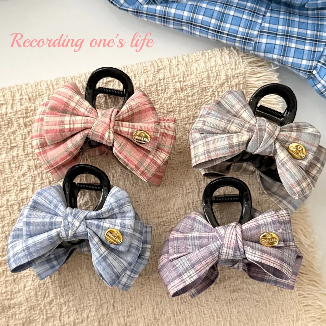 2026 New Style College-Style Sweet Plaid Bow Hair Clip That Won'T Hurt Your Hair, Suitable for Styling the Back of the Head — feature 9