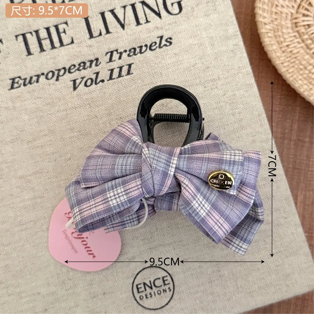 2026 New Style College-Style Sweet Plaid Bow Hair Clip That Won'T Hurt Your Hair, Suitable for Styling the Back of the Head - Image 2