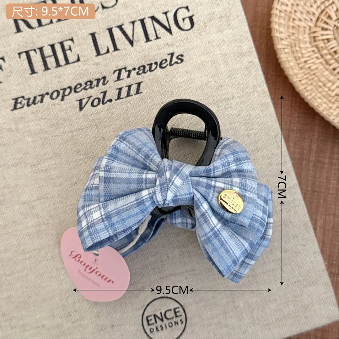 2026 New Style College-Style Sweet Plaid Bow Hair Clip That Won'T Hurt Your Hair, Suitable for Styling the Back of the Head - Image 3