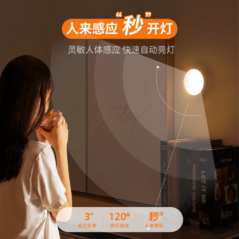Human Sensor Night Light, Intelligent Automatic Light-Up When Someone Approaches, Bedroom, Hallway, Corridor Night Light, Rechargeable, Long-Lasting Battery Life