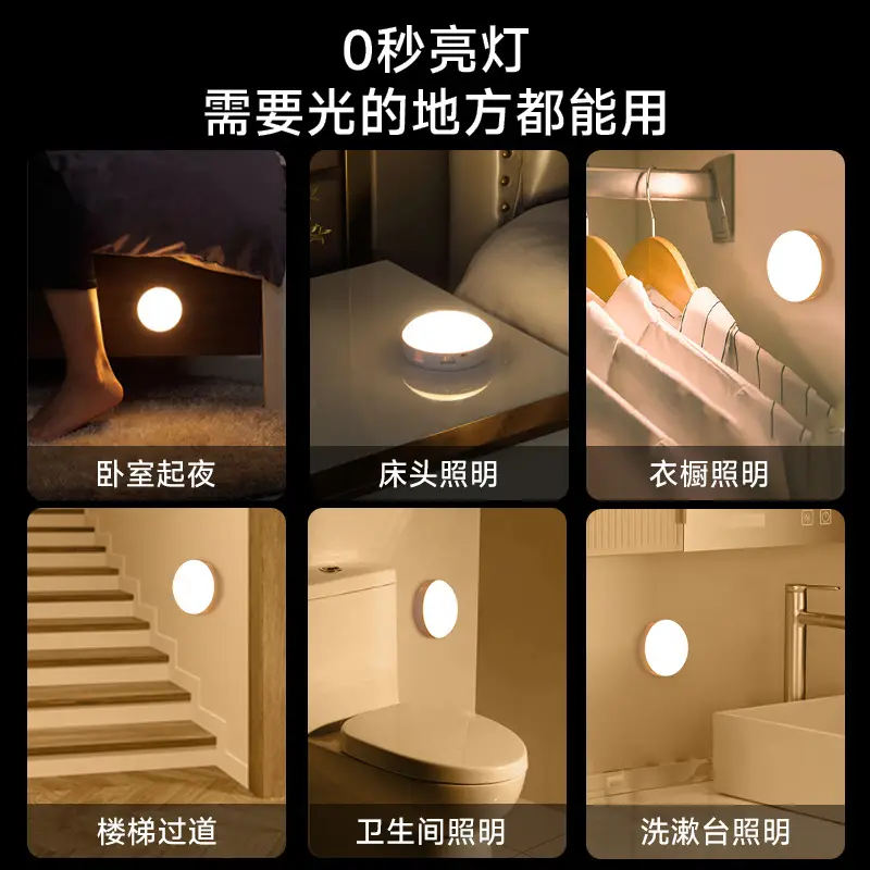 Human Sensor Night Light, Intelligent Automatic Light-Up When Someone Approaches, Bedroom, Hallway, Corridor Night Light, Rechargeable, Long-Lasting Battery Life