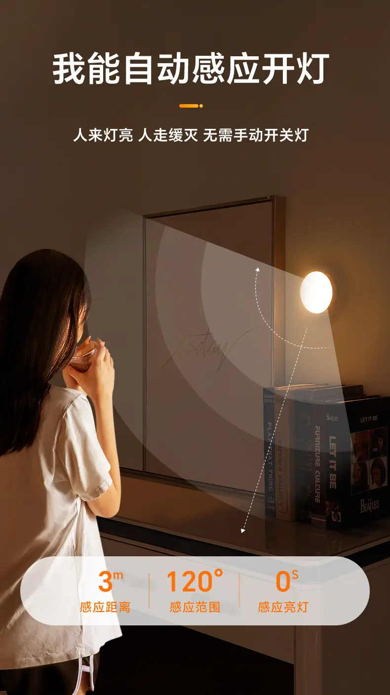 Human Sensor Night Light, Intelligent Automatic Light-Up When Someone Approaches, Bedroom, Hallway, Corridor Night Light, Rechargeable, Long-Lasting Battery Life — feature 4
