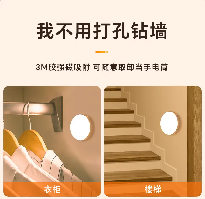 Human Sensor Night Light, Intelligent Automatic Light-Up When Someone Approaches, Bedroom, Hallway, Corridor Night Light, Rechargeable, Long-Lasting Battery Life — feature 5