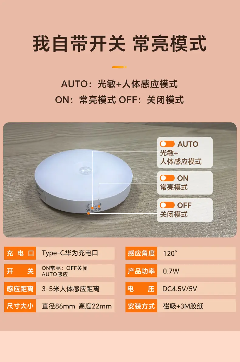 Human Sensor Night Light, Intelligent Automatic Light-Up When Someone Approaches, Bedroom, Hallway, Corridor Night Light, Rechargeable, Long-Lasting Battery Life — feature 7