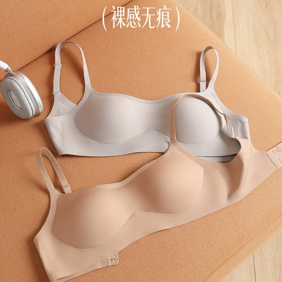 Summer Strapless Style Anti-Exposure Girl's Underwear, Seamless, Wireless, Anti-Sagging, Double-Row Buckle Bra, Thin Cup