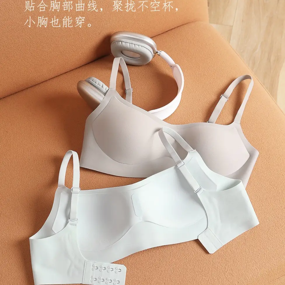 Summer Strapless Style Anti-Exposure Girl's Underwear, Seamless, Wireless, Anti-Sagging, Double-Row Buckle Bra, Thin Cup