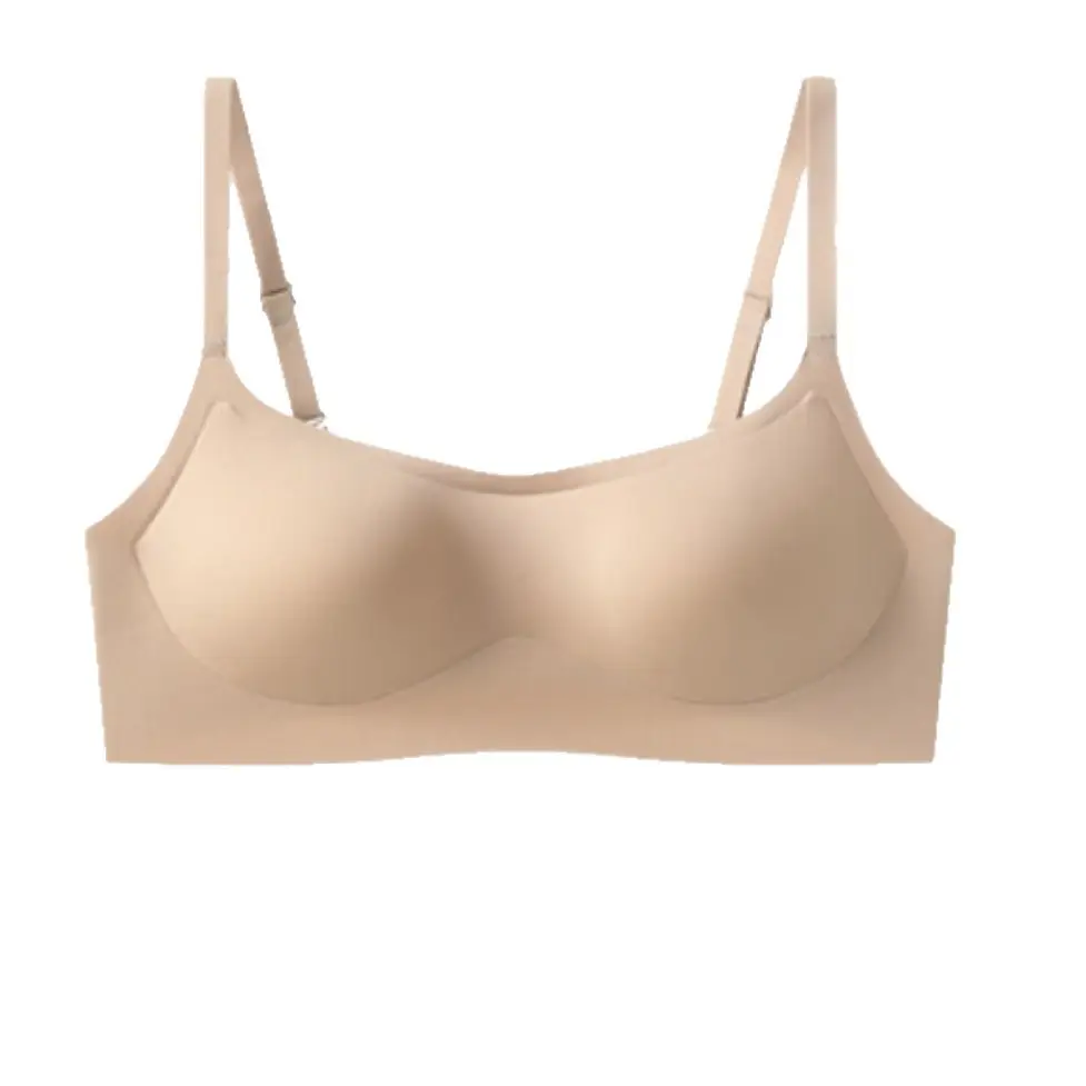 Summer Strapless Style Anti-Exposure Girl's Underwear, Seamless, Wireless, Anti-Sagging, Double-Row Buckle Bra, Thin Cup