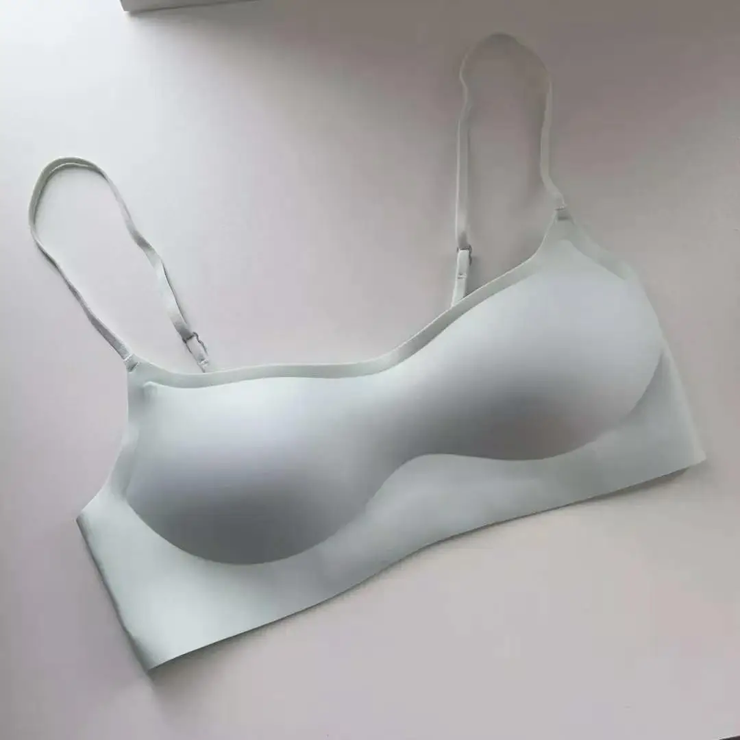 Summer Strapless Style Anti-Exposure Girl's Underwear, Seamless, Wireless, Anti-Sagging, Double-Row Buckle Bra, Thin Cup