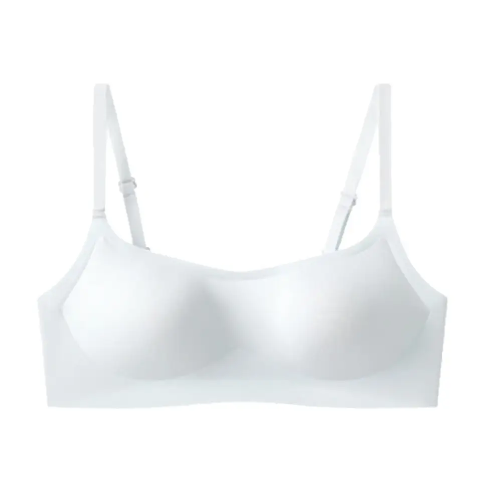 Summer Strapless Style Anti-Exposure Girl's Underwear, Seamless, Wireless, Anti-Sagging, Double-Row Buckle Bra, Thin Cup