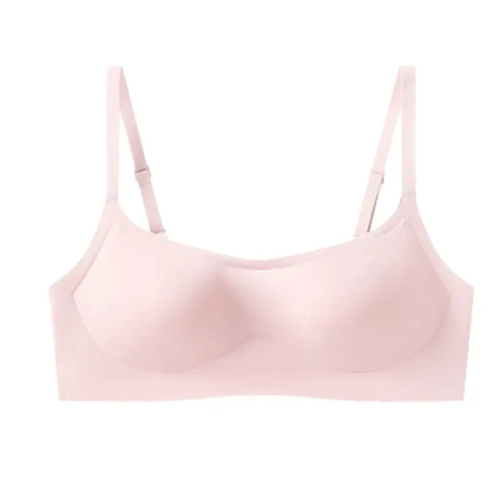 Summer Strapless Style Anti-Exposure Girl's Underwear, Seamless, Wireless, Anti-Sagging, Double-Row Buckle Bra, Thin Cup