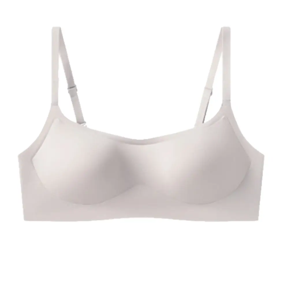 Summer Strapless Style Anti-Exposure Girl's Underwear, Seamless, Wireless, Anti-Sagging, Double-Row Buckle Bra, Thin Cup