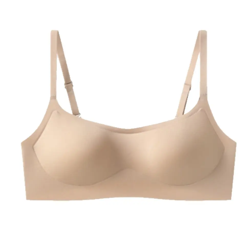 Summer Strapless Style Anti-Exposure Girl's Underwear, Seamless, Wireless, Anti-Sagging, Double-Row Buckle Bra, Thin Cup