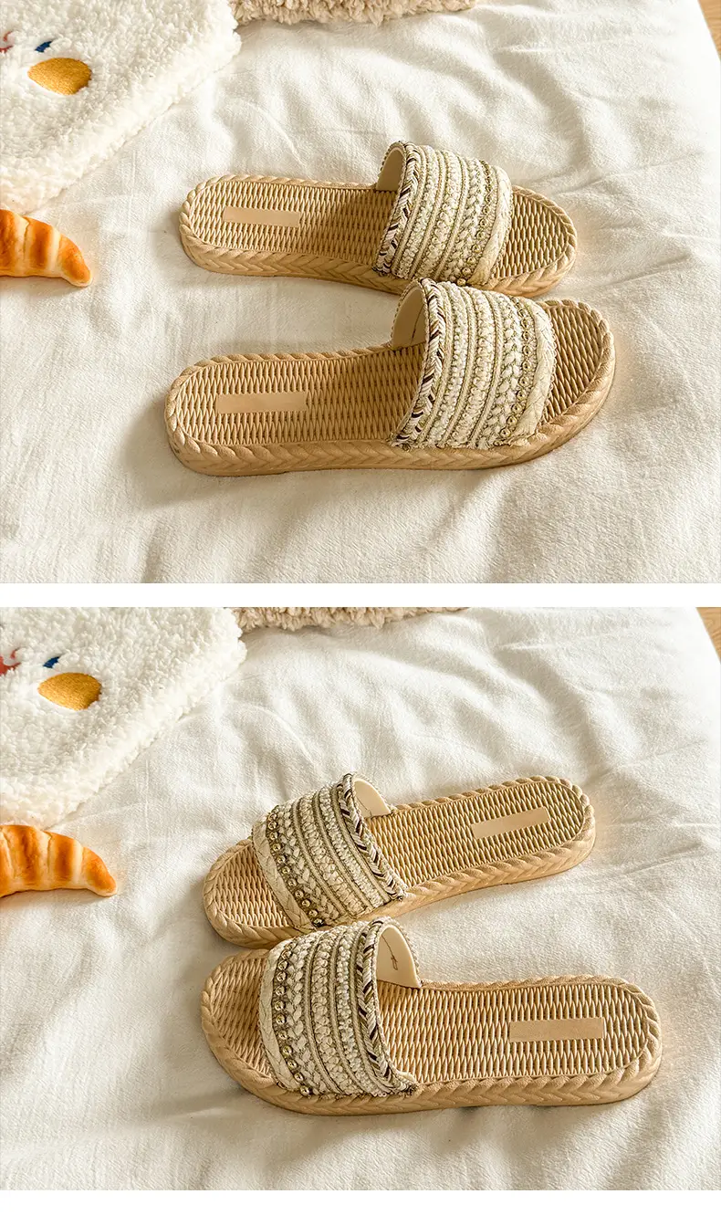 Summer New Style Imitation Straw Flat Sandals, Bohemian Style Lightweight Beach Sandals, Ready-Made Women's Slippers — feature 26
