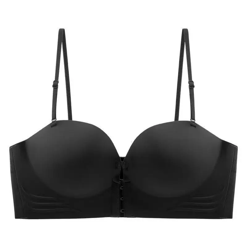 Front-Button Push-Up Bra, Seamless, Strapless, Non-Slip, Lifts Small Breasts to Make Them Look Bigger, No Underwire, Comfortable and Breathable Women's Underwear