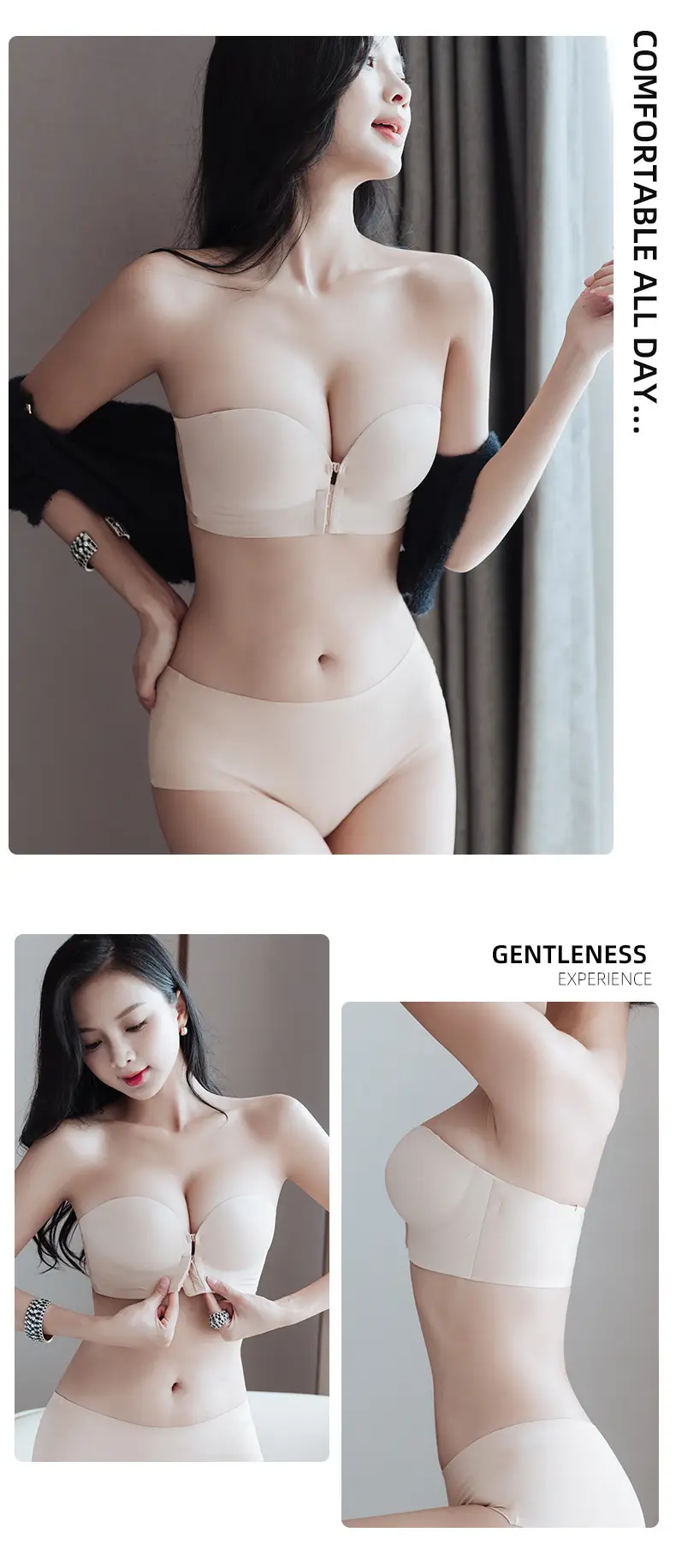 Front-Button Push-Up Bra, Seamless, Strapless, Non-Slip, Lifts Small Breasts to Make Them Look Bigger, No Underwire, Comfortable and Breathable Women's Underwear — feature 18