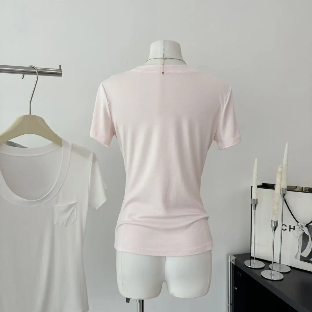 Super Comfortable Milk Silk T-Shirt with Large U-Neck, Slimming Waist, Modal Material, Regular Shoulder Short-Sleeve Top 2026 — feature 8