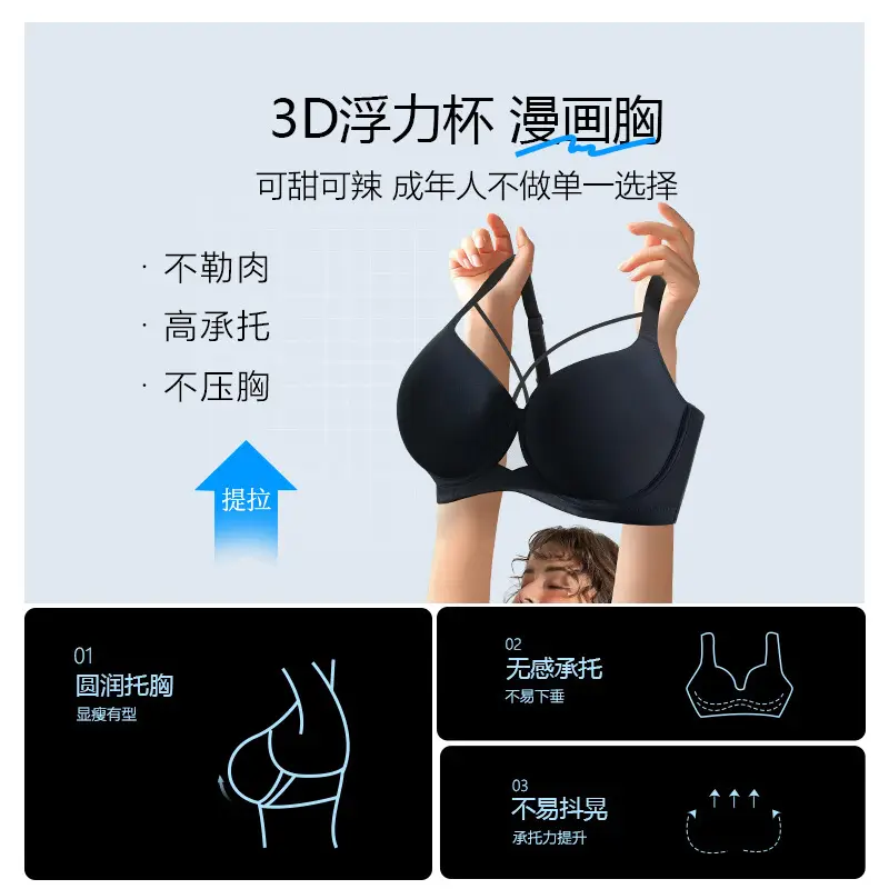Plus-Size Seamless Bra for Women, Thin Style, Minimizes Large Bust, Anti-Sagging, Gathering and Shaping, Adjustable Bra for Plus-Size Women, Cross-Border
