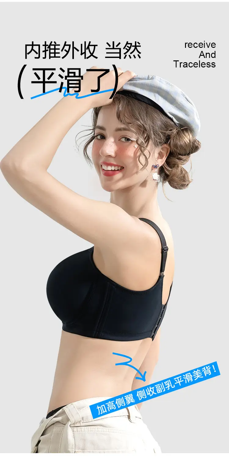 Plus-Size Seamless Bra for Women, Thin Style, Minimizes Large Bust, Anti-Sagging, Gathering and Shaping, Adjustable Bra for Plus-Size Women, Cross-Border — feature 13