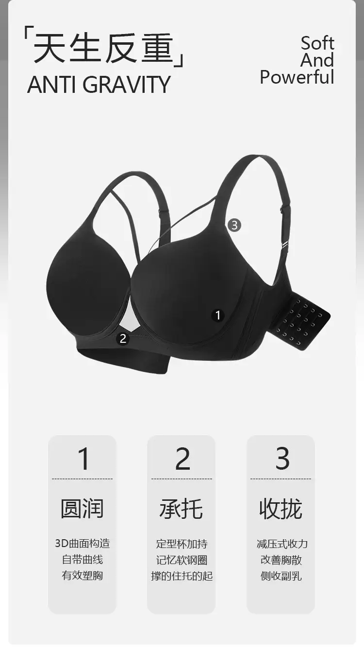 Plus-Size Seamless Bra for Women, Thin Style, Minimizes Large Bust, Anti-Sagging, Gathering and Shaping, Adjustable Bra for Plus-Size Women, Cross-Border — feature 3