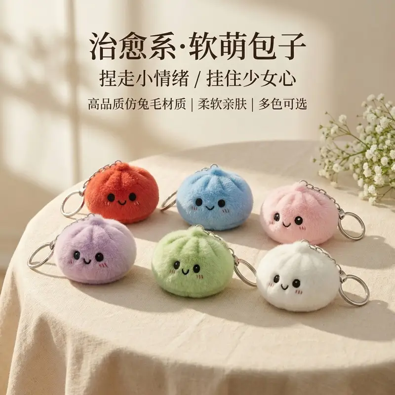 Popular Internet-Famous Plush Bun Stress-Relief Toy, Dumpling Squishy Toy Keychain — feature 11