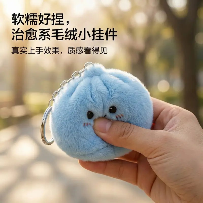 Popular Internet-Famous Plush Bun Stress-Relief Toy, Dumpling Squishy Toy Keychain — feature 8
