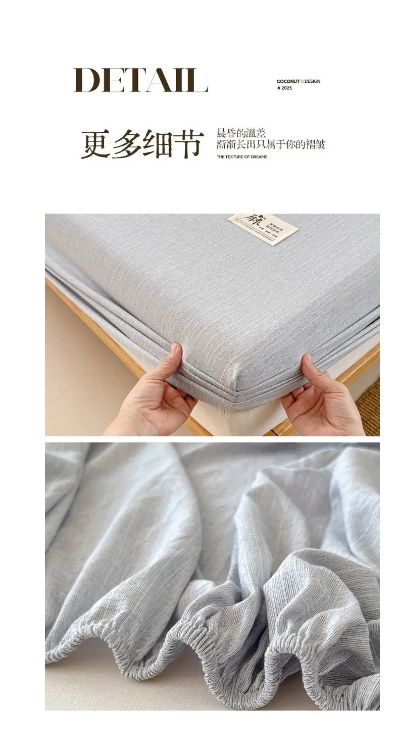 2026 New Cotton and Linen Single-Piece Fitted Sheet, Single-Piece Bedding, Household Bed Cover, Mattress Protector — feature 15